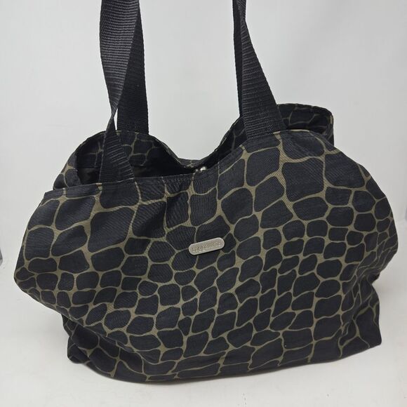 BAGGALINI Giraffe Shoulder Bag Black Tote Purse 3 Sections Pockets Card Holder - Picture 1 of 16